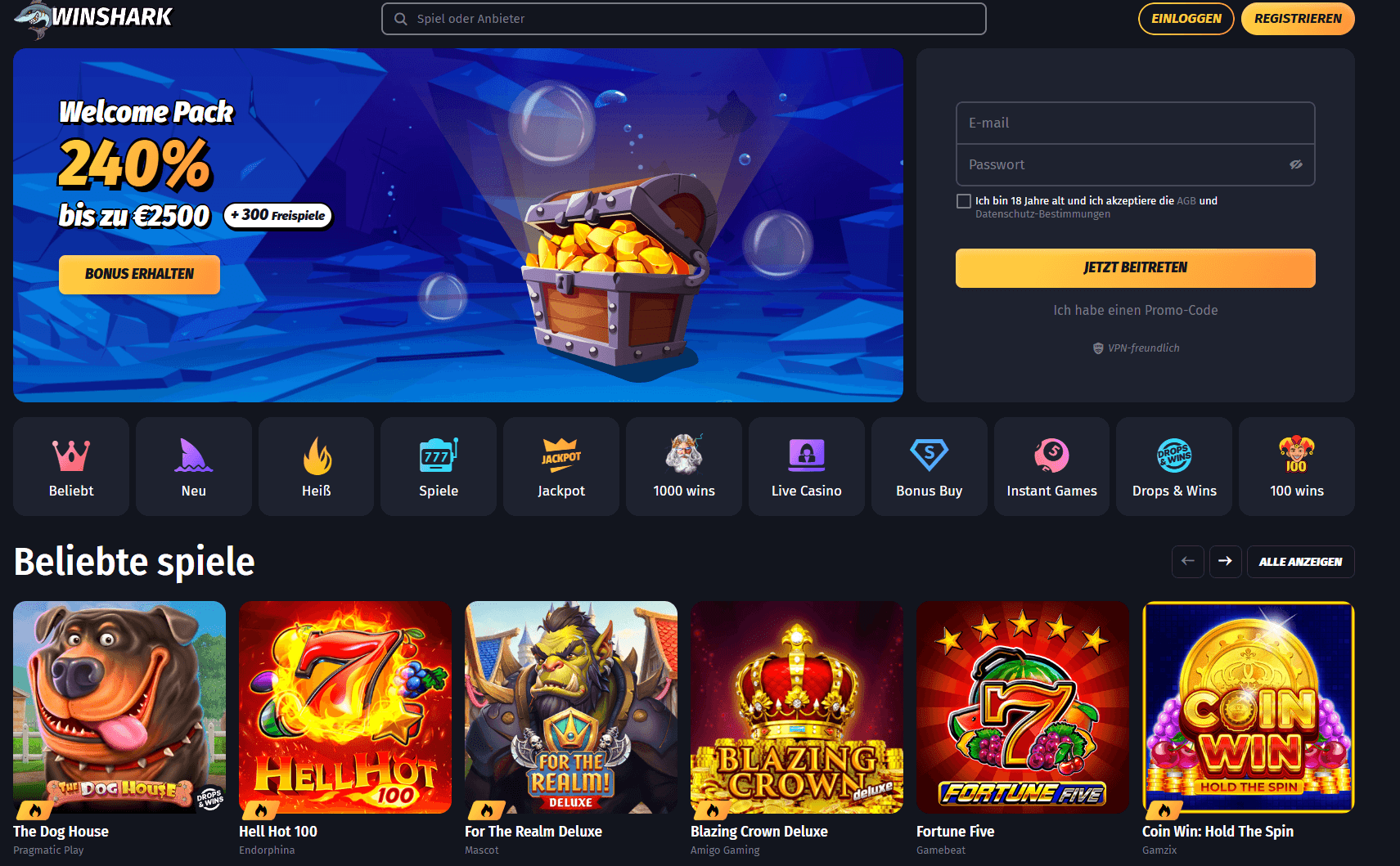 Winshark neues Online Casino